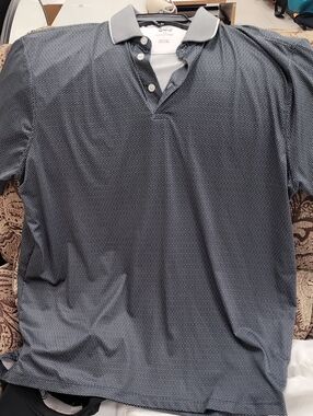 HICKEY FREEMAN GOLF Micro-Pattern Grey Polo Shirt SIZE L